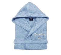 Cieffepi Home Collections Solo Mio Basic Peignoir personnalisé avec capuche en éponge douce hydrophile pur coton, bleu ciel, XL