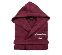 Cieffepi Home Collections Solo Mio Basic Peignoir personnalisé avec capuche en éponge douce hydrophile pur coton, bordeaux, XL