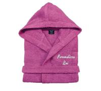 Cieffepi Home Collections Solo Mio Basic Peignoir personnalisé avec capuche en éponge douce hydrophile pur coton, fuchsia, XXL