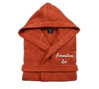 Cieffepi Home Collections Solo Mio Basic Peignoir personnalisé avec capuche en éponge douce hydrophile pur coton, orange., M