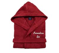 Cieffepi Home Collections Solo Mio Basic Peignoir personnalisé avec capuche en éponge douce hydrophile pur coton, rouge, M