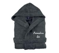 Cieffepi Home Collections Solo Mio Basic Peignoir personnalisé avec capuche en éponge douce hydrophile pur coton, anthracite, XXL