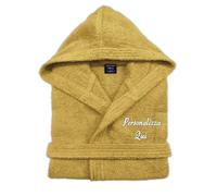 Cieffepi Home Collections Solo Mio Peignoir en éponge douce, hydrophile en pur coton, jaune, XL