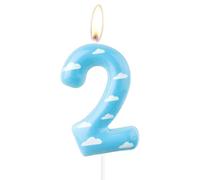 Ciel Bleu 2e anniversaire bougies,Nuages blancs numéro 2 bougie pour gâteau,Cartoon 2e anniversaire décorations pour filles garçons,Jouet à thème décora histoire gâteau Topper pour de fête à thème