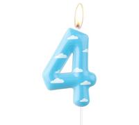 Ciel Bleu 4e anniversaire bougies,Nuages blancs numéro 4 bougie pour gâteau,Cartoon 4e anniversaire décorations pour filles garçons,Jouet à thème décora histoire gâteau Topper pour de fête à thème