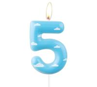 Ciel Bleu 5e anniversaire bougies,Nuages blancs numéro 5 bougie pour gâteau,Cartoon 5e anniversaire décorations pour filles garçons,Jouet à thème décora histoire gâteau Topper pour de fête à thème