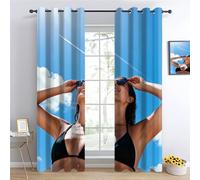 Ciel Bleu et Nuages Blancs Chambre Rideau Occultant, Style côtier Moderne Thermique Rideaux, Femmes d'été Salon Rideaux, paysages naturels Panneaux de Rideaux intérieurs L100 x H160cm 2 Panneaux