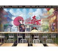 Ciel Bleu Nuages Blancs Architecture Personnes Nourriture Papier Peint 3D Installation Facile Intissé Tapisserie Bureau Salon Canapé Chambre Décoration Murale-150cm×105cm