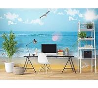 Ciel Bleu Nuages Blancs Mer Plage Étoiles De Mer Papier Peint 3d Moderne Soie Texturée Haut De Gamme IdéAl Pour Le Salon Et La Chambre à Coucher-400cm×280cm