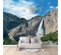 Ciel Bleu Stéréoscopique Nuages Blancs Falaises Chutes D'Eau Papier Peint 3D Installation Facile Intissé Tapisserie Bureau Salon Canapé Chambre Décoration Murale-150cm×105cm