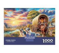 Ciel coloré Jeu De Puzzle Chariot Couvert et Chiens 1000 Éléments Papier À Partir De 12 Ans Anti-Stress Décoration Murale Challenge/Difficile Loisir Créatif 38x26cm/1000pcs