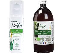 Ciel d'Azur Labs - Gel d'Aloé Vera Bio Pur Aloé - 98% Aloé Vera Natif Bio & Équitable - Visage et Corps - Certifié Bio Cosmos Organic - Flacon 250 ml & Aloé Vera Bio Pur Gel à Boire, 1000 ml, 1 Unité