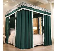 Ciel de lit à 4 Coins de Couleur Unie pour lit de Fille, lit Double, lit Double, Queen, King Size, Chambre d'adulte, Chambre d'enfant, Rideau de décoration (Type 2, Vert foncé, King Size)