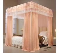 Ciel de lit à 4 Coins de Couleur Unie pour lit de Fille, lit Double, lit Double, Queen, King Size, Chambre Adulte, Chambre d'enfant, Rideau de décoration (Jade, Complet)