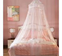 Ciel de lit Arc-en-Ciel Taille XL, moustiquaire Princesse pour Filles, moustiquaire de lit avec dôme Rond et Guirlande Lumineuse en Forme d'étoiles, Housse de lit à Suspendre pour décoration