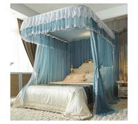 Ciel de lit avec support en métal en forme de U, rideau - double couche, rideaux suspendus, filet de lit for décoration double, Queen, King(Green,180x220cm)