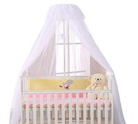 Ciel de Lit avec Support Moustiquaire pour lit Bébé Protecteur Lit Contre Insectes Araignées Moustiques Décoration Lit Bébé Blanc avec Poteau (Blanc)