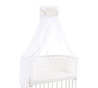 Ciel de lit babybay en coton bio avec nœud adapté aux modèles Original, Maxi, Boxspring, Comfort, Comfort Plus et Midi, blanc avec étoiles pailleté rosé