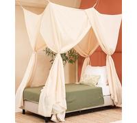 Ciel de Lit Beige | Baldaquin Rectangulaire pour Lit Simple | Moustiquaire Décoration Chambre Adulte & Ado | Disponible en Plusieurs Tailles & Couleurs
