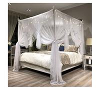Ciel de lit Blanc avec lumières LED, moustiquaire de Luxe Double Couche avec Support Stable, Installation Facile (Dimensions : 200 x 220 x 200 cm)