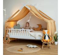 Sevira Kids | Ciel de lit cabane toile en double gaze pois dorés - - Camel à pois or 420 x 130 cm