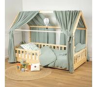 Ciel de lit cabane en gaze de coton duo 330 cm vert TU
