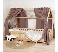 Ciel de lit cabane en gaze de coton duo 390 cm marron TU