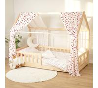 Sevira Kids - Set Double Ciel de lit cabane en Gaze de Coton Coeurs Lovio - 390 cm Made in France
