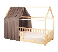 Ciel de lit cabane en gaze de coton solo 360 cm marron TU