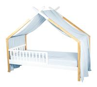 Ciel de lit cabane toile en gaze de coton jeanne bleu TU