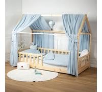 Ciel de lit cabane en gaze de coton duo 360 cm bleu TU
