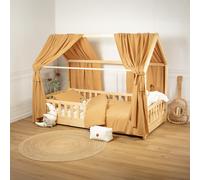 Ciel de lit cabane gaze coton duo camel