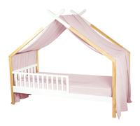 Sevira Kids | Ciel de lit cabane toile en gaze de coton - Rose 420 x 130 cm Made in France