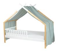 Sevira Kids | Ciel de lit cabane toile en gaze de coton - Vert de - Vert de gris 420 x 130 cm