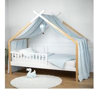 Ciel de lit cabane toile en gaze de coton Bleu 420 x 140 cm