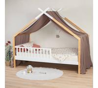 Sevira Kids | Ciel de lit cabane toile en gaze de coton - - Marron 420 x 130 cm