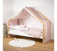 Sevira Kids | Ciel de lit cabane, Toile en Gaze de Coton, Jeanne - 420 x 130 cm Rose - Made in France
