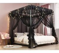 Ciel de lit - Ciel de lit - Ciel de lit princesse pour filles - Rideaux de lit moustiquaire pour lit - Accessoires de décoration de chambre à coucher (noir, petit lit double, 1 ciel de lit)