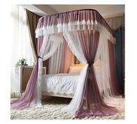 Ciel de lit de Luxe en Dentelle en Forme de U, Petit lit, Grand lit, Rideau occultant, moustiquaire avec Support télescopique