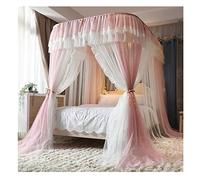 Ciel de lit de Luxe en Dentelle en Forme de U, Petit lit, Grand lit, Rideau occultant, moustiquaire avec Support télescopique