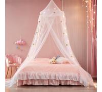 Ciel de lit de princesse blanche pour lit, moustiquaire pour filles, tente de jeu pour enfants, moustiquaire dôme extra large, housse de lit à suspendre pour décoration de chambre de fille