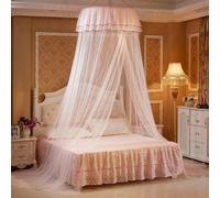Ciel de lit monté au plafond Moustiquaire de lit double Installation gratuite Accueil Toit de lit pliable avec crochets, Orange