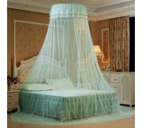 Ciel de lit monté au plafond Moustiquaire de lit double Installation gratuite Accueil Toit de lit pliable avec crochets, Bleu