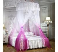 Ciel de lit monté au plafond Moustiquaire de lit double Moustiquaire Home Dome Toit de lit pliable avec crochets,Rose rouge