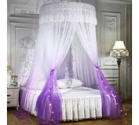 Ciel de lit monté au plafond Moustiquaire de lit double Moustiquaire Home Dome Toit de lit pliable avec crochets,Violet
