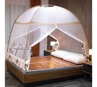 Ciel de lit, moustiquaire escamotable avec Double Porte, Tente Anti-moustiques Pliable Facile à Installer pour Les Voyages, la Maison ou l'extérieur (Couleur : Beige, Taille : 1,8