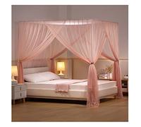 Ciel de lit moustiquaire pour chambre à coucher, 4 poteaux d'angle décoratifs avec support, installation facile, parfait pour le thème de la princesse, crée un espace de sommeil charmant