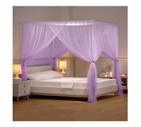 Ciel de lit moustiquaire pour chambre à coucher, 4 poteaux d'angle décoratifs avec support, installation facile, parfait pour le thème de la princesse, crée un espace de sommeil charmant