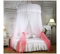 Ciel de Lit Moustiquaire pour Lit en Dentelle Élégants pour Filles Et Femmes Moustiquaire en Filet Grande Style Princess Décoration Chambre(Hauteur :2.7M) Pink