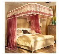 Ciel de lit pour Chambre de Fille, Style Princesse, avec moustiquaire intégrée et Support en U, Compatible avec Les Lits Simples à King Size. 3 Ouvertures latérales. (Couleur : Rose poudré,